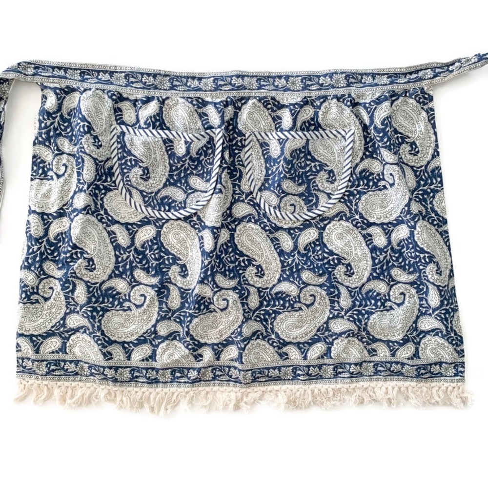 Cotton Paisley Pocket Apron